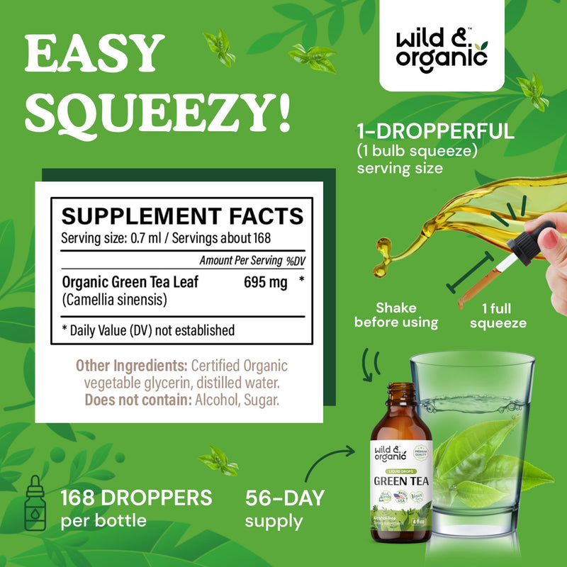 [Australia] - Green Tea Extract Drops - Organic Green Tea Liquid Supplement - Camellia Sinensis Tincture - Vegan, Alcohol Free - 4 fl oz 4 Fl Oz (Pack of 1) 