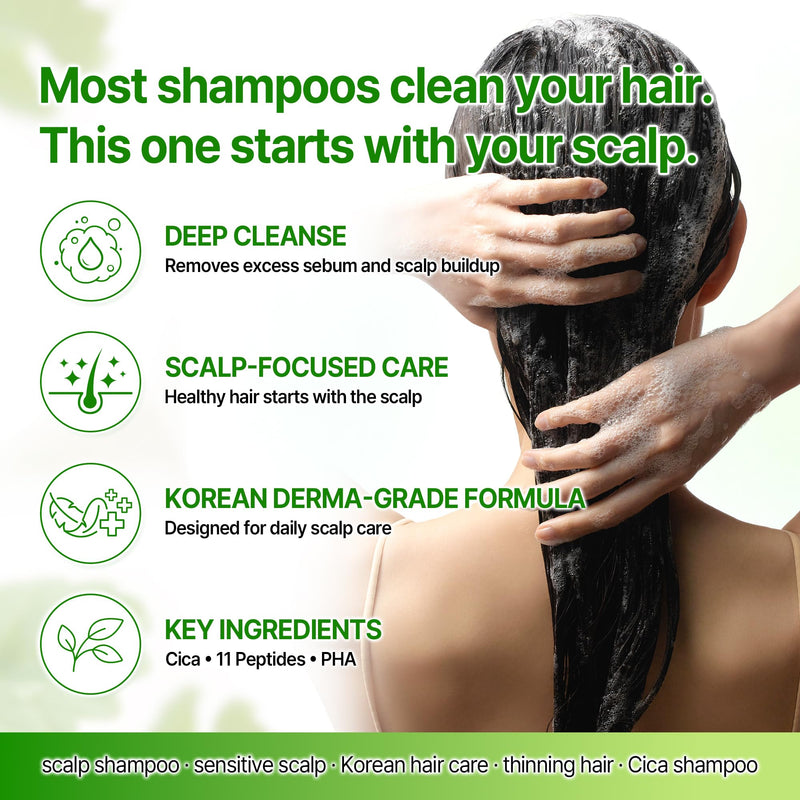 SOME BY MI Cica Peptide Derma Scalp Shampoo 9.63 fl oz – Strengthening Shampoo for Thinning Hair & Sensitive Scalp – Hydrating, Soothing Korean Haircare