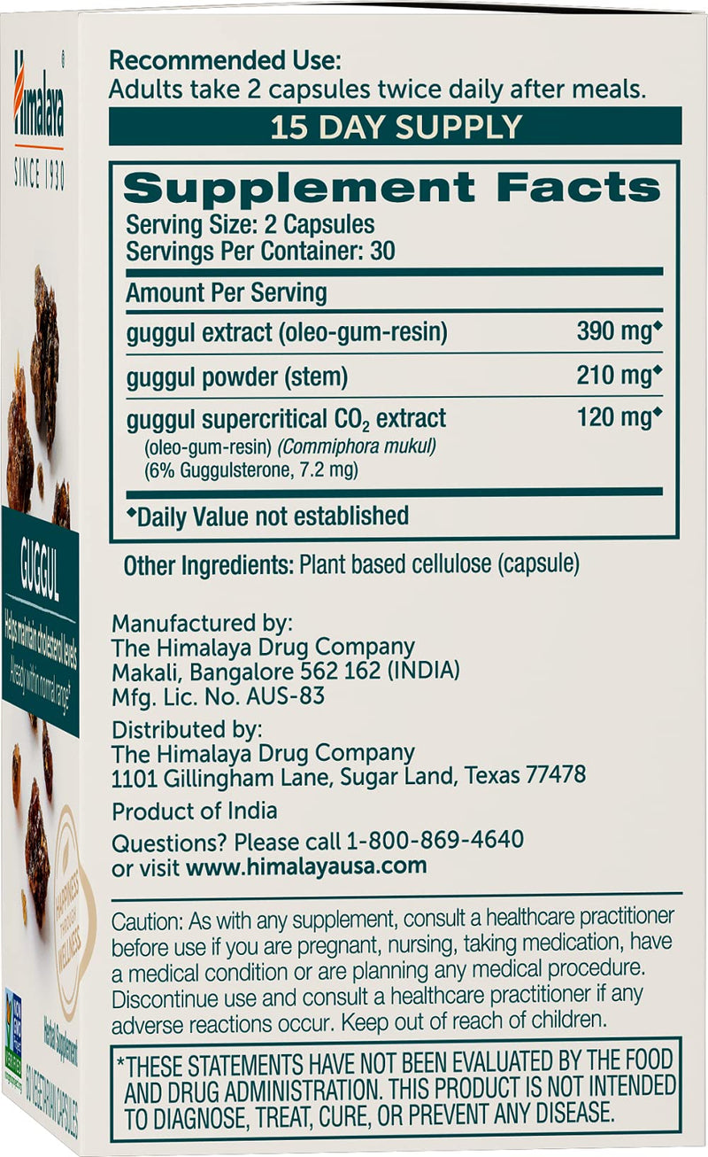[Australia] - Himalaya Guggul - Herbal Liver Support for Liver Detox, Cholesterol, HDL & LDL Support - Vegan, Non-GMO, Gluten Free, 720 mg, 60 Capsules 60 Count (Pack of 1) 