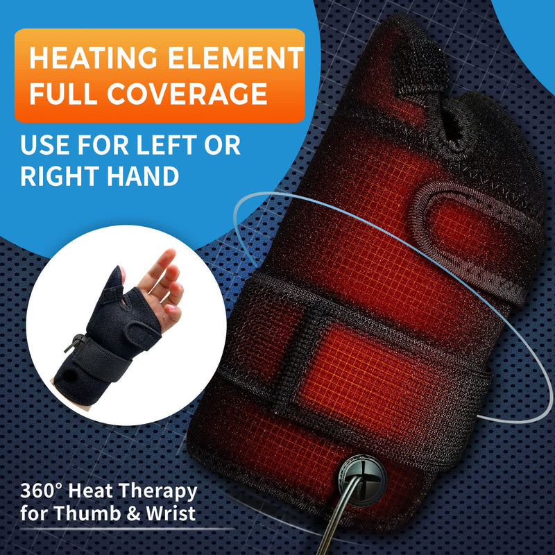 [Australia] - sticro Wrist Thumb Brace Heating Pad for Arthritis and Carpal Tunnel Relief, Hand Heating Pad for Sprains Trigger Thumb, Tendonitis Pain Relief - Left Right Hand (L/XL) L/XL Black Wrist Thumb Brace 
