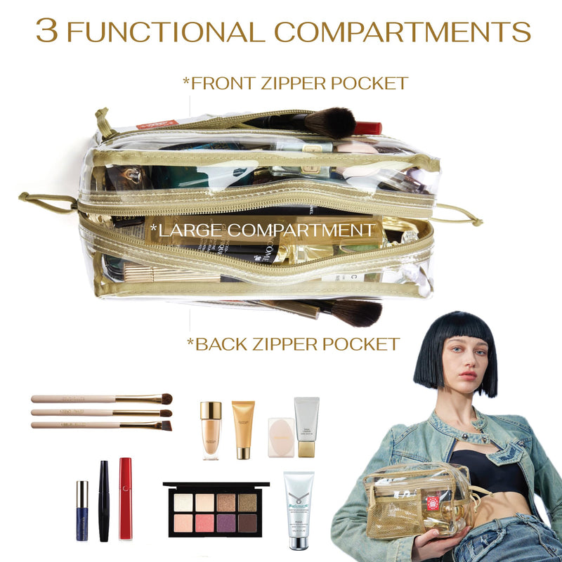 Rough Enough Large Clear Toiletry Bags for Travelling Bundle Set