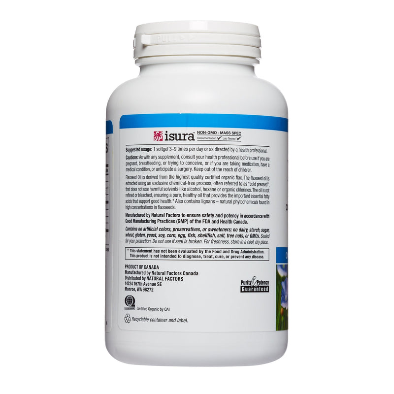 [Australia] - Omega Factors by Natural Factors, Flaxseed Oil, Supports Overall Health with Omega-3, 6 and 9 Fatty Acids, 180 softgels (180 servings) 180 Count (Pack of 1) 