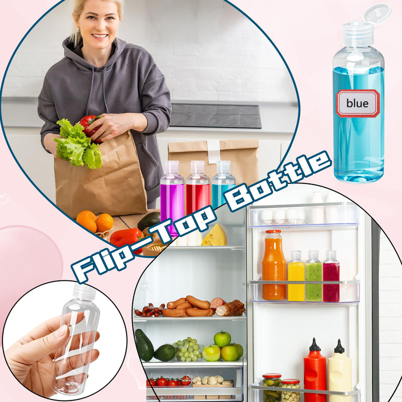 120 Pack 3.4 OZ 100 ml Travel Bottles with Flip Cap Leakproof Plastic Squeezable Empty Small Travel Containers with Labels 240 Pack for Toiletries Liquids Travel Essentials