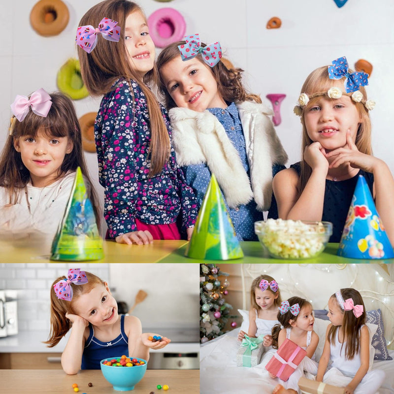 [Australia] - 14Pcs Hair Bows Alligator Clips for Girls,5 Inch Grosgrain Ribbon Hair Bows,Colorful Bow Hair Clip for Little Girls Toddler Princess Cowgirl Barbie Party 14 piece hair bows 