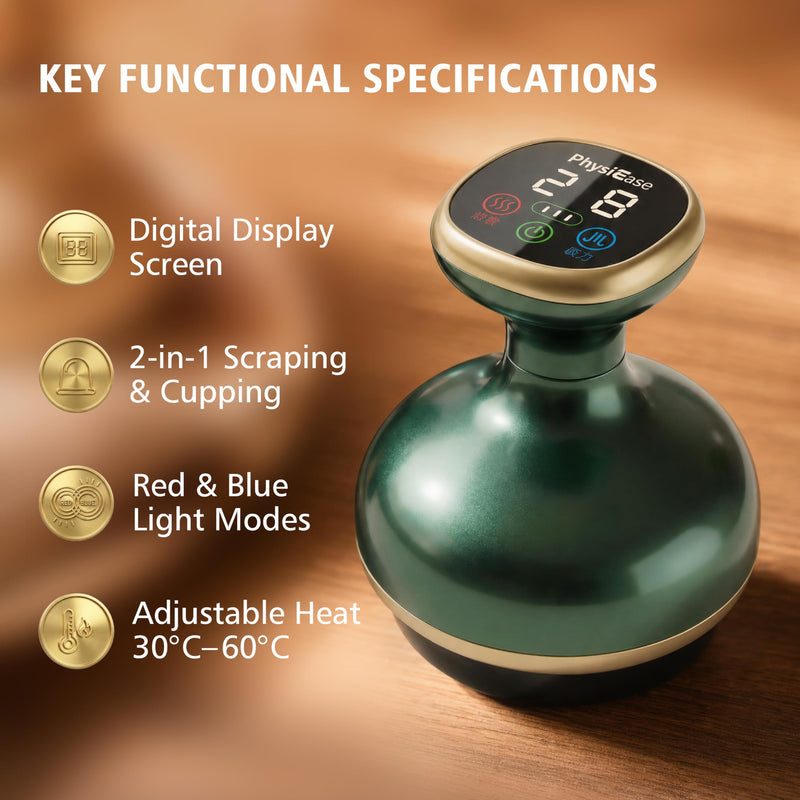 Electric Cupping Massager, 9-Level Suction & Heat for Back | Deep tissue massage; soothing muscle; body sculpting; gua sha scraping; compact for home & travel