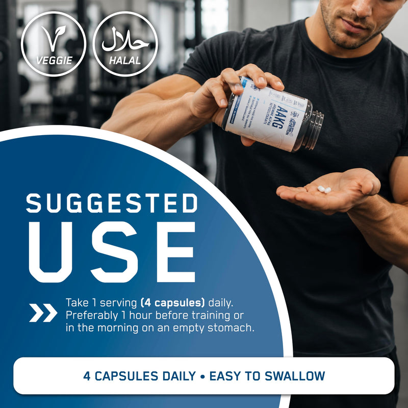 Applied Nutrition AAKG - L Arginine Alpha Ketoglutarate 800mg per Capsule, Nitric Oxide, Pre Workout Energy Boost, Muscle Pump Supplement (120 Capsules - 30 Servings)