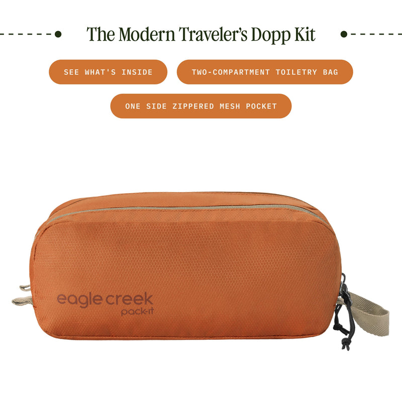Eagle Creek Pack-It Reveal Quick Trip, One Size, Mandarin | Compact Travel Toiletry Bag for Optimizing Luggage Space, Water-Resistant, Recycled Materials