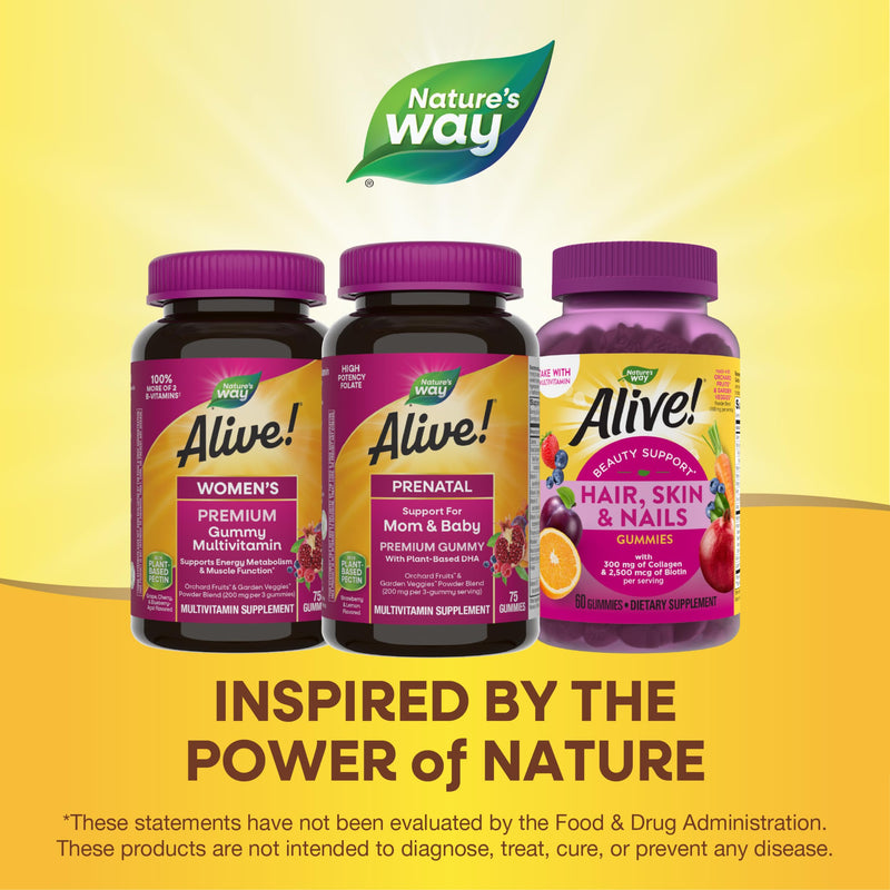 Nature's Way Alive! Prenatal Gummy Multivitamin, Folate & DHA, 75 ct | High Potency Folate & Plant-Based DHA to Support Healthy Fetal Development* for Women Who Are Pregnant