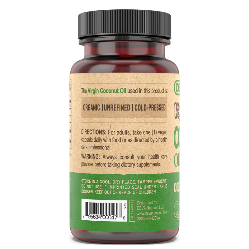 [Australia] - Deva Nutrition Vegan Virgin Coconut Oil Capsules, 90 Count 90 Count (Pack of 1) 