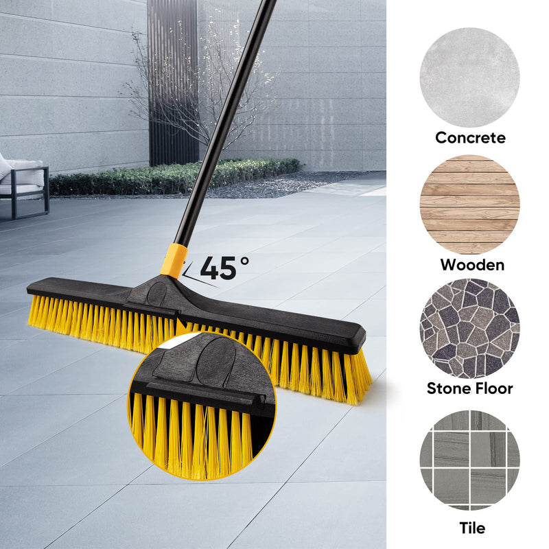[Australia] - Yocada Push Broom Brush 24" Wide 65.3" Long Handle Stiff Bristles Heavy-Duty Outdoor Commercial for Cleaning Bathroom Kitchen Patio Garage Deck Concrete Wood Stone Tile Floor 23.6inch 