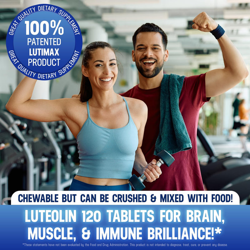 Lutimax Luteolin Complex w/Rutin - Immune Support Brain Supplements - Bioflavonoids w/Vitamin C, D & E for Joint, Muscle, & Dietary Issues - Antioxidants Supplement w/Immune Support - 120 Tablets 120 Count (Pack of 1)