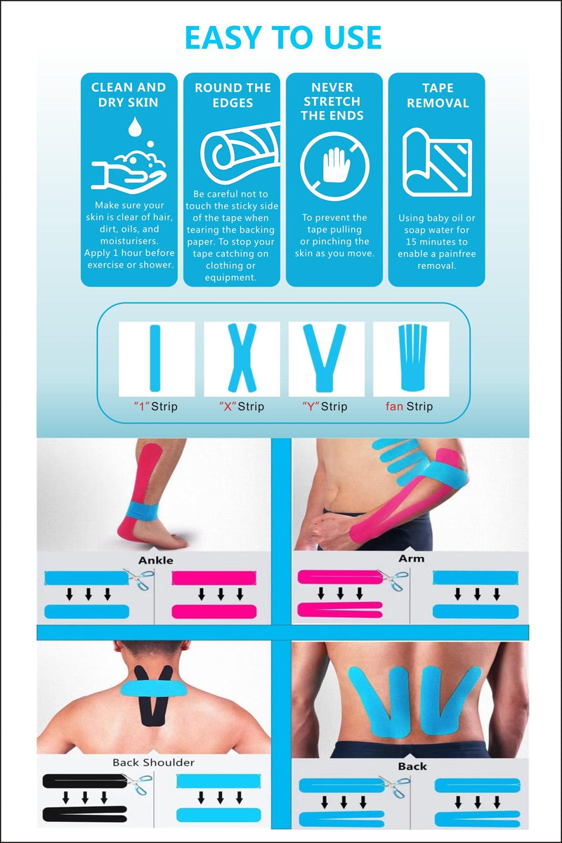 [Australia] - Grunda Kinesio Tapes - 3 Kinesiology Tape Rolls (5 cm x 5 m) Kinesio Tape - Professional Physio Tape and Sports Tape - Waterproof & Skin-Friendly Sports Tapes for Muscle Support, Knee Pain 500 x 5 cm (3 Pieces) Blue + Black + Pink 