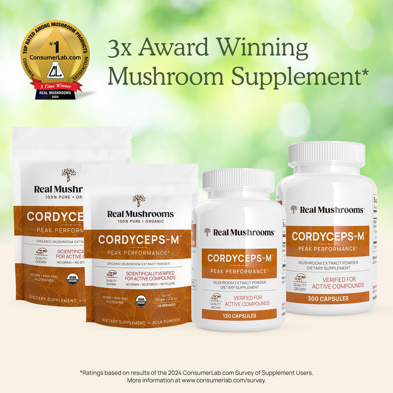 [Australia] - Real Mushrooms Supplement Capsules - Cordyceps Mushroom Powder Rich in Beta Glucans - Mushroom Pills Cordyceps for Energy and Performance - Vegan, Non-GMO, No Grain Fillers, 120 ct Cordyceps Capsule 120 Count (Pack of 1) 
