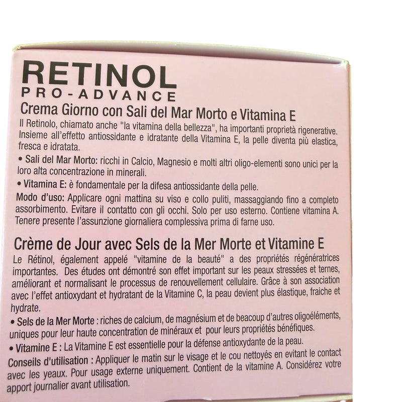 Delfanti Milano, Retinol Pro Advance Day Cream with Dead Sea Salts and Vitamin B, Anti Aging Moisturizer for Face and Neck, Made in Italy, 1.7 oz 50 mL
