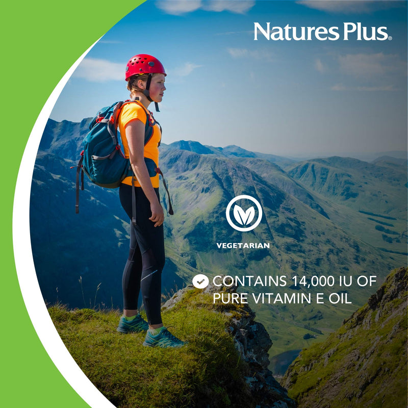 NaturesPlus Liquid Vitamin E Oil 14,000 IU - 0.5 fl oz - Moisturizes Face & Skin, Reduces Brown Spots, Strengthens Nails, Promotes Hair Growth - Vegan
