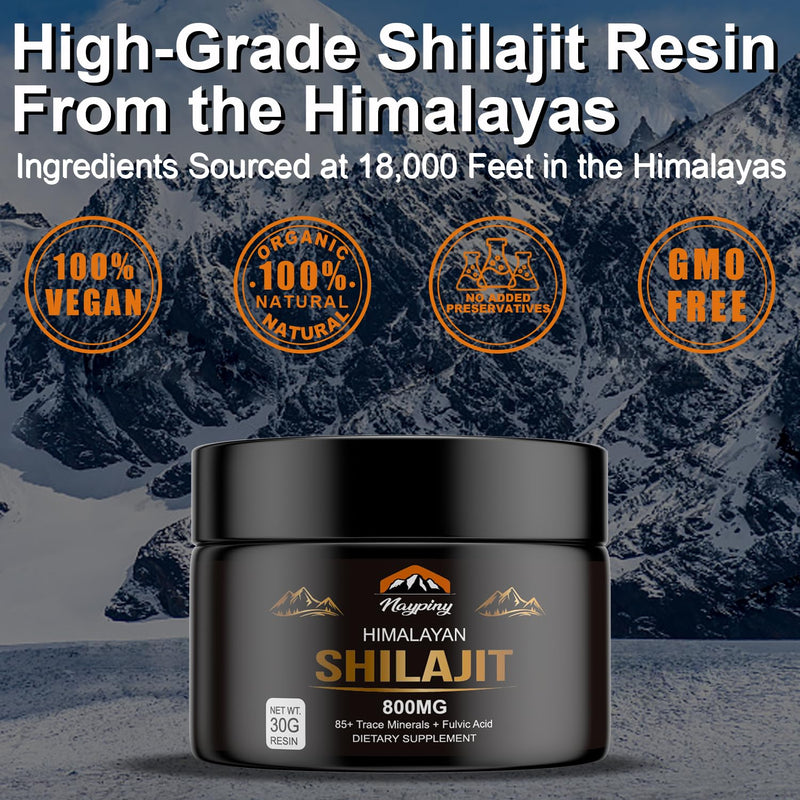 [Australia] - Shilajit Pure Himalayan Organic Resin - 800mg Gold Grade Shilajit Resin with Fulvic Acid & 85+ Trace Minerals Complex for Energy, Strength & Immunity, Shilajit for Men & Women, 800mg 1.05 Ounce (Pack of 1) 