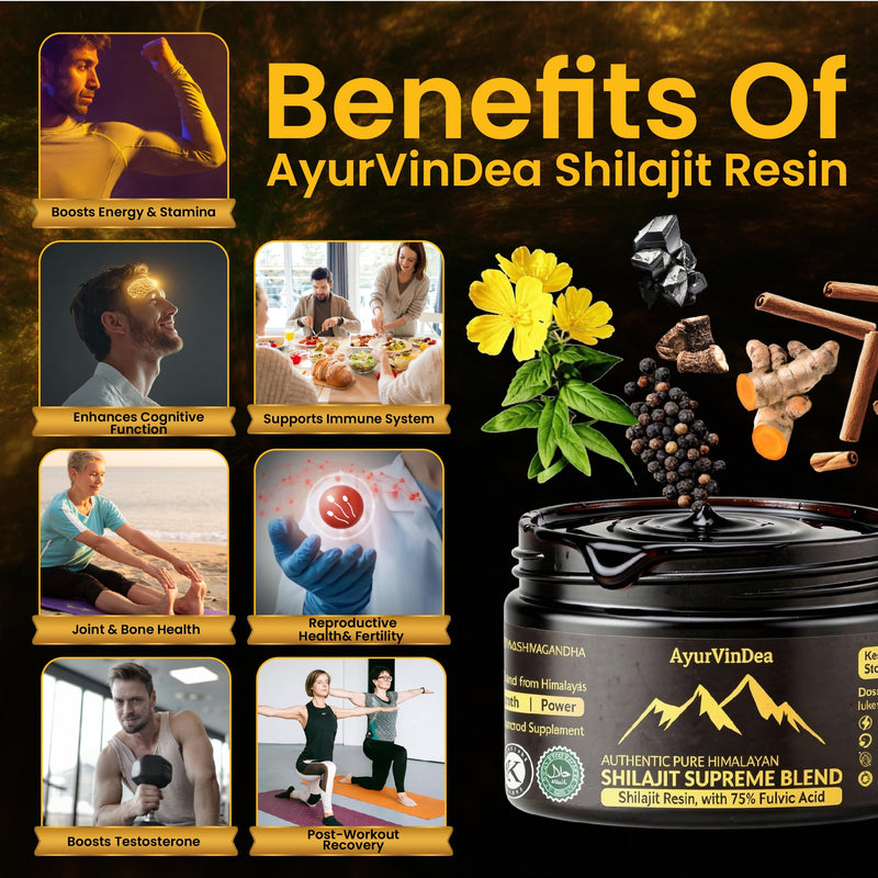 Pure Shilajit Resin 30g – Pure Himalayan Shilajit Resin with 75% Fulvic Acid, Ashwagandha & Herbal Blend (Black Musli, Gokshura, Turmeric) – Supports Energy & Vitality – (60-Day Supply)