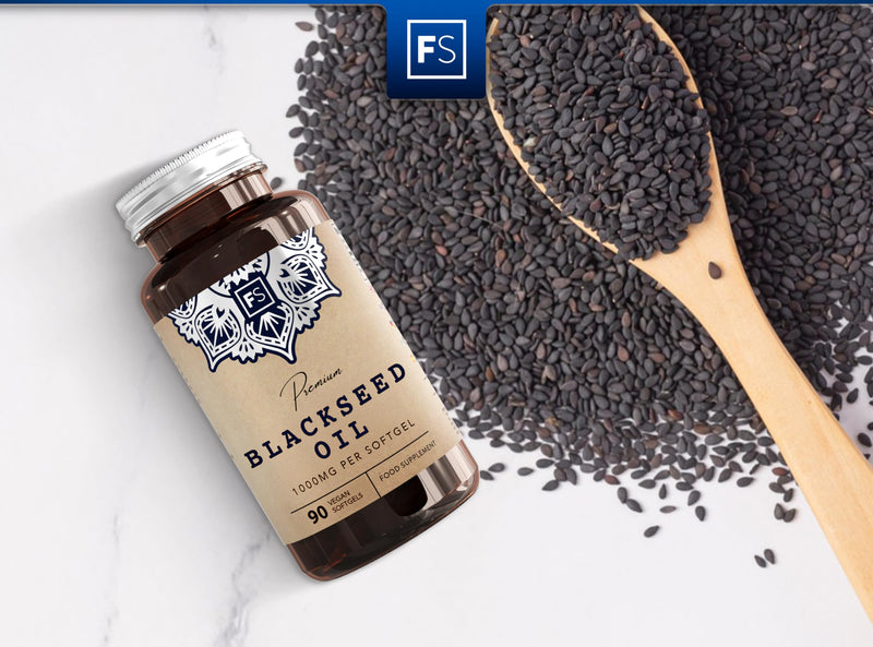 FS Black Seed Oil | 90 High Strength Black Seed Oil Softgel Capsules - 1000mg Blackseed per Capsule | Softgels for Increased Absorption | Non-GMO,Gluten & Allergen Free | Manufactured in the UK