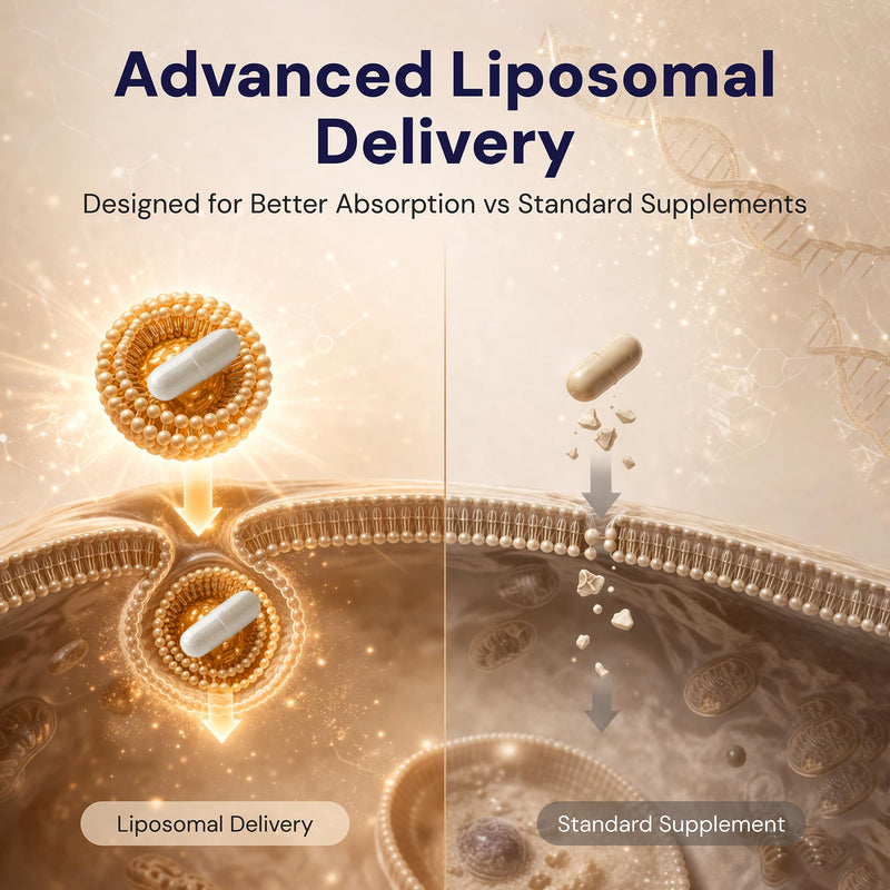 Liposomal NAD+ 300mg Supplement – High Absorption NAD Plus Capsules for Cellular Energy, Healthy Ageing, Brain Health & Mitochondrial Support – Vegan, Non-GMO, Gluten Free – 30 Capsules