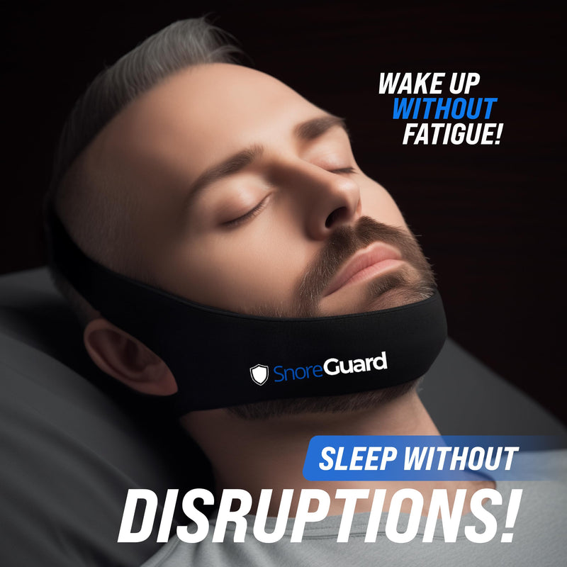 [Australia] - Chin Strap for Sleeping, Built-in Neck Cushions for Comfort, Works for CPAP Users, Snore Jaw Straps for Sleep, Mouth Breathing, Chin Lifting, Anti Snoring Devices, Men and Women, Black, M 