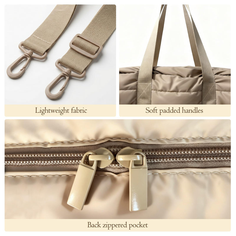 Lightweight Water-Resistant Gym Bag for Men and Women, Travel Duffle Carry On Weekender Overnight Bag for Work, Fitness. Khaki