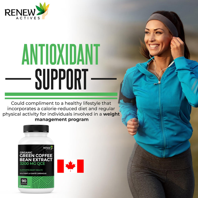 [Australia] - Renew Actives High Potency Green Coffee Bean Extract - 800mg per Serving Green Coffee Bean Extract with 50% Chlorogenic Acid for Antioxidant Benefits - Made in Canada - 90 Vegan Capsules 