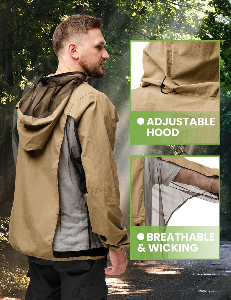 [Australia] - Mosquito Jacket, Durable Bug-Proof Jacket with Adjustable Hood & Pocket, Summer Adventures Mosquito Proof Clothing XX-Large 