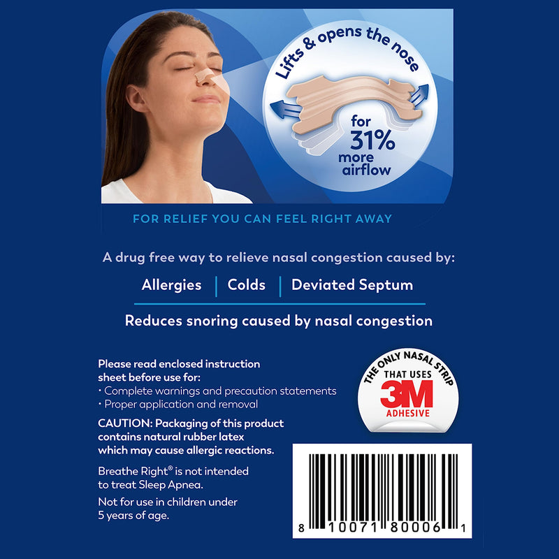 [Australia] - Breathe Right Original Nasal Strips | Tan Nasal Strips | Sm/Med | Help Stop Snoring | Drug-Free Snoring Solution & Instant Nasal Congestion Relief Caused By Colds & Allergies 30ct (packaging may vary) 
