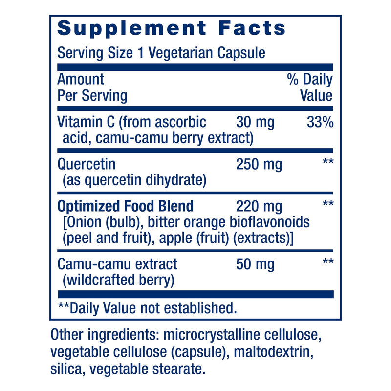 Life Extension Optimized Quercetin 250 mg Supports Immune Health, Heart Health, Non-GMO, Gluten Free - 60 Vegetarian Capsules | 250 mg Quercetin with 30 mg Vitamin C & Bioflavonoids for Immune & Cholesterol Health Support, Gluten-Free & Non-GMO