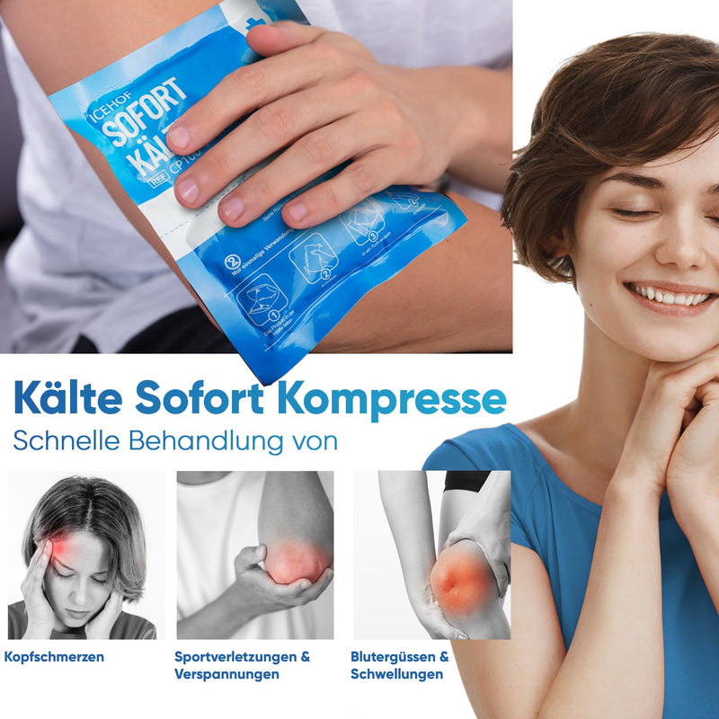 [Australia] - ICEHOF cooling pads for bending - 10x instant cold compress - 15.3 x 12.7 cm Disposable cooling packs - disposable cooling pads cooling compress for on the go - bending cold pack - cooling pack for bending pack of 10 