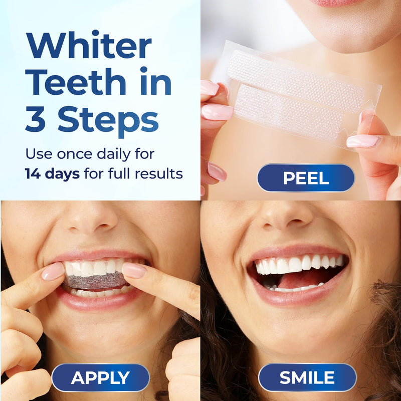 PROWHITE Whitening Strips for Sensitive Teeth – Fast 30 Minutes, Enamel-Safe, Non-Slip Whitening Kit with Coconut Oil nHAp & Mint, 28 Strips 14 Treatments
