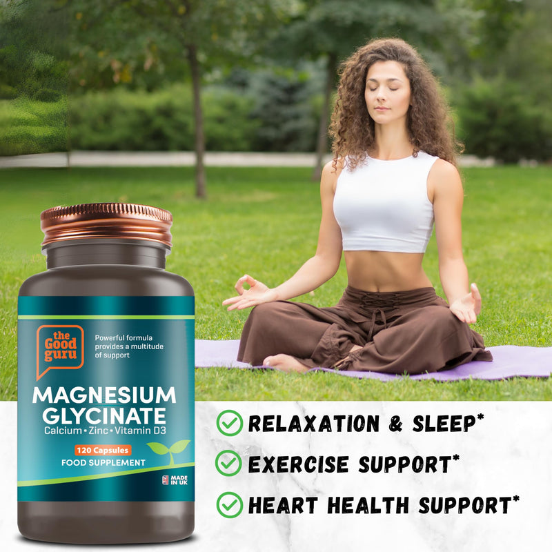 Magnesium Glycinate 300mg Capsules – 9-in-1 Magnesium Supplement with Zinc, Calcium, Copper, Boron Glycinate D3, K2 | Bone & Muscle Support Magnesium Glycinate Capsule - 120 Capsules - The Good Guru
