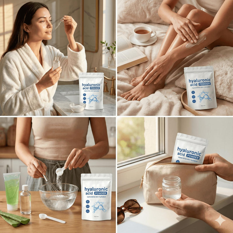 DEJIN Hydrating Hyaluronic Acid Powder for Daily Skincare, 100g - Low Molecular Weight, Water Soluble for Skin Moisture & DIY Facial Serum