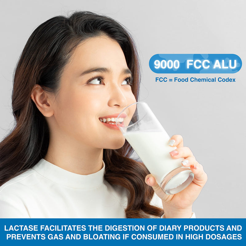 Efficient Lactase Tablets - 250 Days Supply - Lactose Intolerance Tablets 9000 FCC ALU High Strength - Aids in Lactose Digestion - FuelFinity® Excellent Manufacturing Standards (1 Pack) 250 count (Pack of 1)