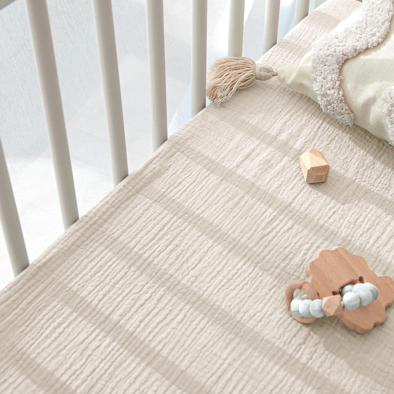 [Australia] - Lulu moon Muslin Crib Sheets - Fitted Crib Mattress Sheets for Boys and Girl - 28"x 52", 2 Pack (Cream & Sand) Cream & Sand 