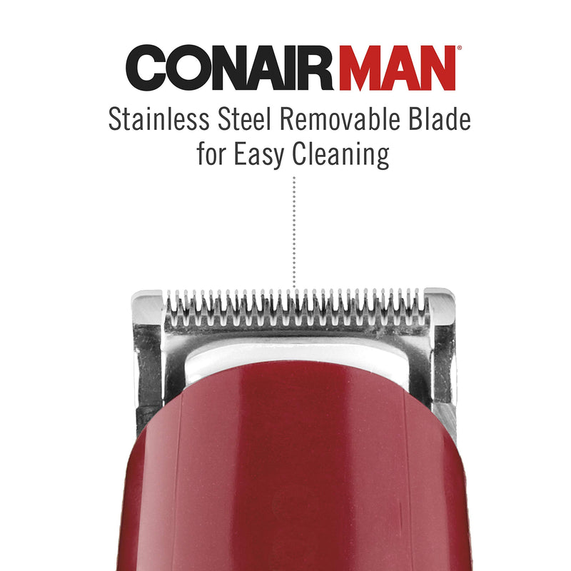 [Australia] - ConairMAN Beard Trimmer for Men Includes Nose and Ear Hair Trimmer and 5-Position Comb Attachment, 4 piece Men's Grooming Kit, Corded 4 Piece Set 