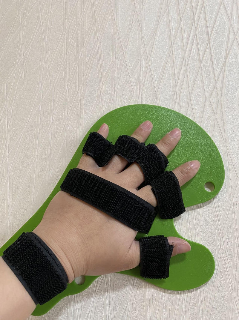 Finger training device Hand brace stroke Hand straightener splint for bent fingers hand splints for straightening fingers Resting hand splint Splint Finger Training Stroke Device(Green) Green