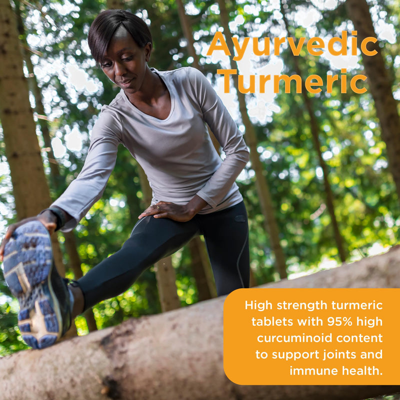 Healthspan Ayurvedic Turmeric | 60 Tablets | 95% high curcuminoid Content | Added Vitamin C | Supports Joint and Immune Health | Vegan Friendly