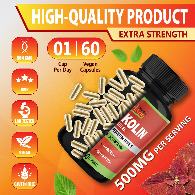 [Australia] - Forskolin Supplements Capsules with Turmeric Curcumin, Arjuna, Garcinia Cambogia, Green Tea - 60 Capsules 