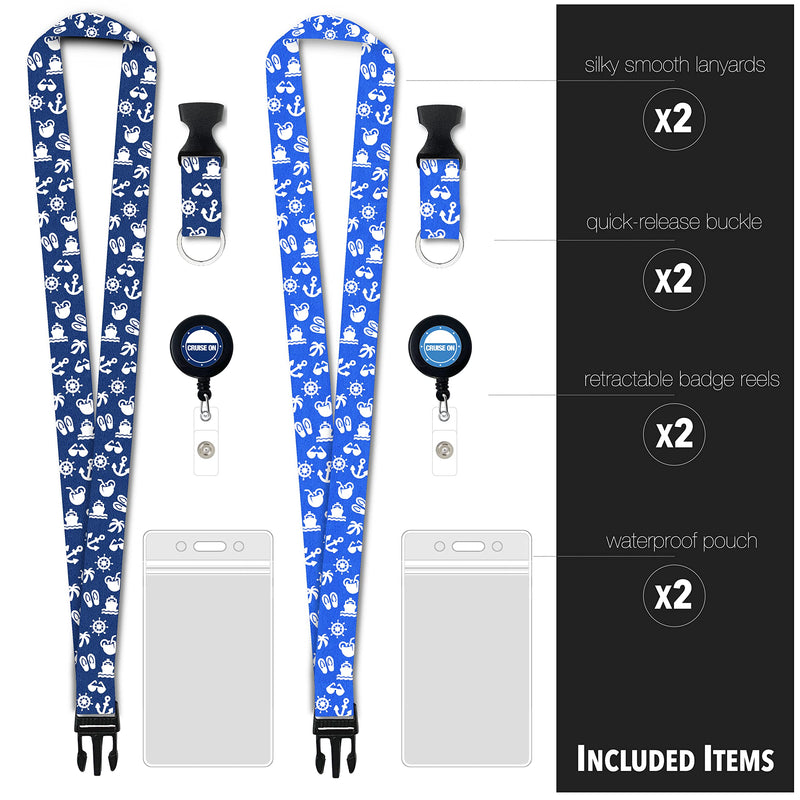 Disney Cruise Essentials (4 Items) Luggage Tag Holders, Night Light, Towel Bands & Cruise Lanyards with Retractable Reel