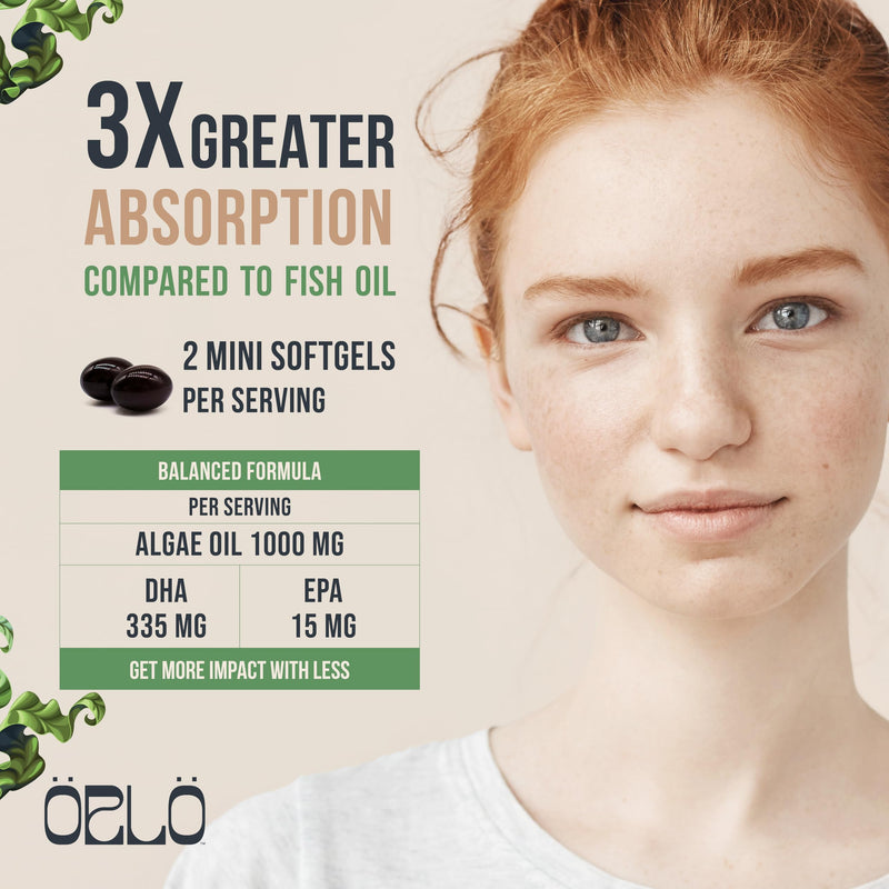 [Australia] - Orlo DHA - Vegan DHA Omega 3 Supplement - Triple STRENGTH Omega3s - Plant Based DHA & EPA Fatty Acids Algae Omega-3 Oil - Sustainable Krill or Fish Oil Alternative (60 Mini Softgels) 60 Softgels (1 Pack) 