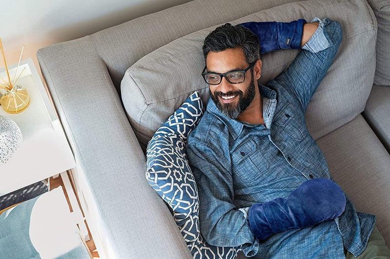 Bundle: Heat Therapy Arthritis Gloves (Lavender Scented, Universally Sized, 1 Pair, Blue) + Compression Gloves, 1 Pair, S)