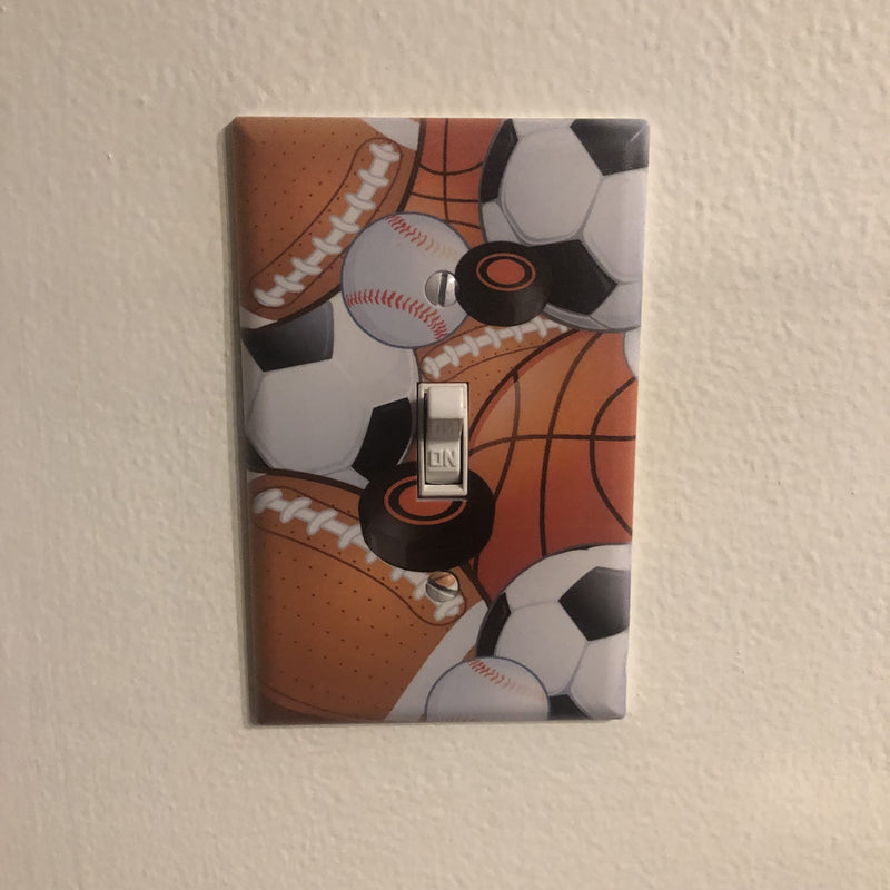 [Australia] - Kids Sports Decor Light Switch Cover Plate Soccer, Football, Baseball, Hockey Decorative Nursery Teen Toddler Room Bedroom Bathroom Playroom DIY Wall Decoration (Sports) 