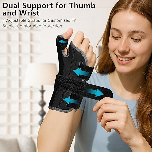 Wrist Brace & Thumb Spica Splint, for De Quervain's Tenosynovitis, Tendonitis, Carpal Tunnel & Arthritis Wrist Support Thumb Splint (Right Hand - Medium) Right-M
