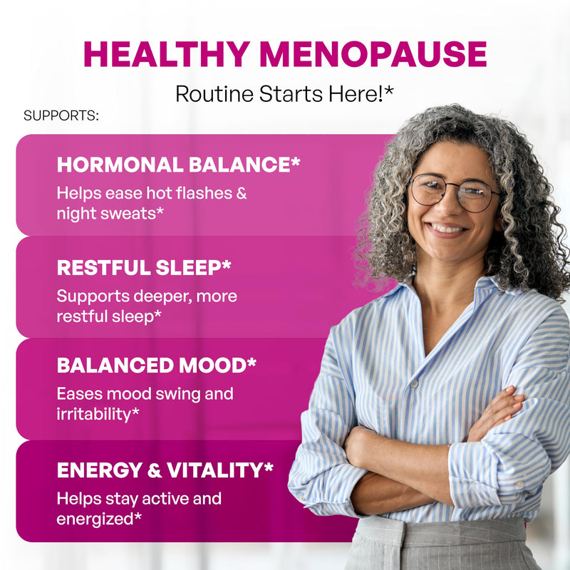 Menopause Support Supplements for Women, Black Cohosh Ashwagandha 60 Count | Vitamins D3, B6, B12, Magnesium, Dong Quai, Chaste Tree Berry, Gluten-Free Capsules, Made In USA Supplement By Sandhu's #1 Menopause Support 60 Count (Pack of 1)