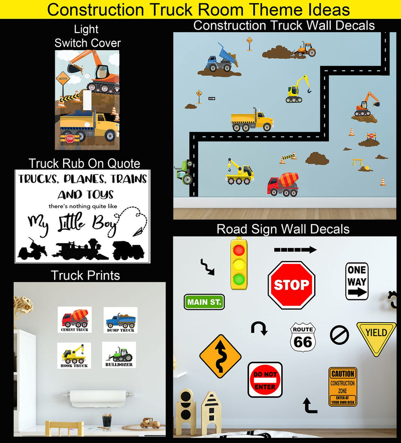[Australia] - Truck Boys Room Light Switch Cover Plate Kids Decorative Tractor Nursery Teen Toddler Room Decor Bedroom Bathroom Playroom (Construction Truck) Construction Truck 
