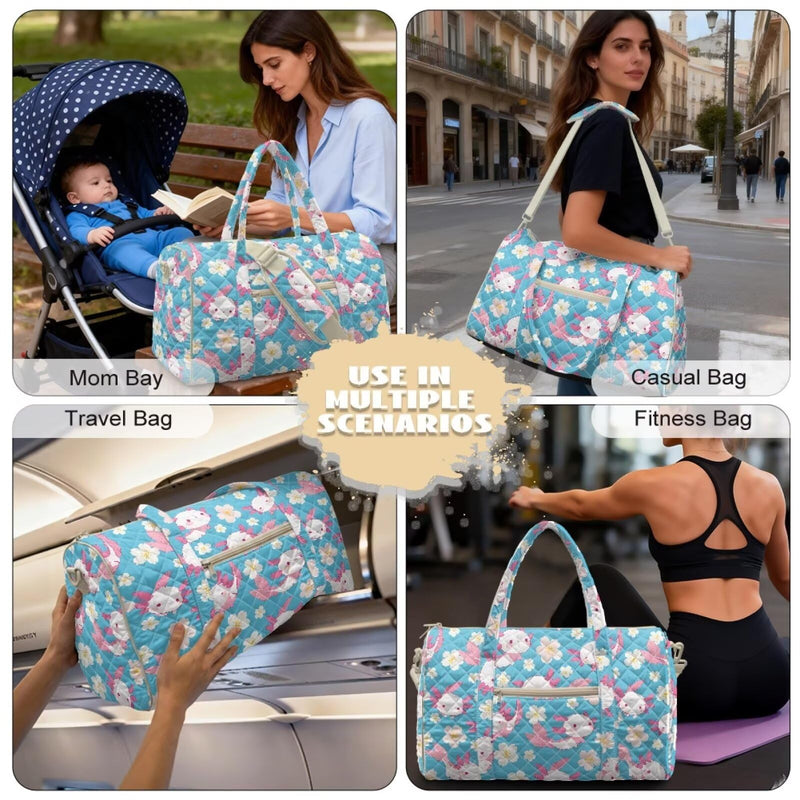 Axolotl Duffle Bag for Travel Expandable Polyester Weekender Overnight Quilted Travel Duffel Bag Carry-On for Airplanes Foldable Duffle Bags for Overnight Weekend Gym Axolotl
