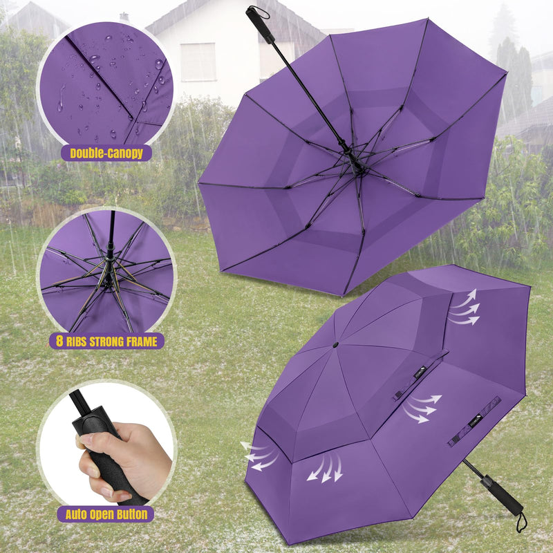 ZOMAKE Travel Umbrella Compact - 45/62 Inch Portable Collapsible Umbrellas for Rain Windproof - Paraguas Automatic Small Folding Umbrella Lightweight Packable Umbrella for Women Men(Navy Blue&Purple)