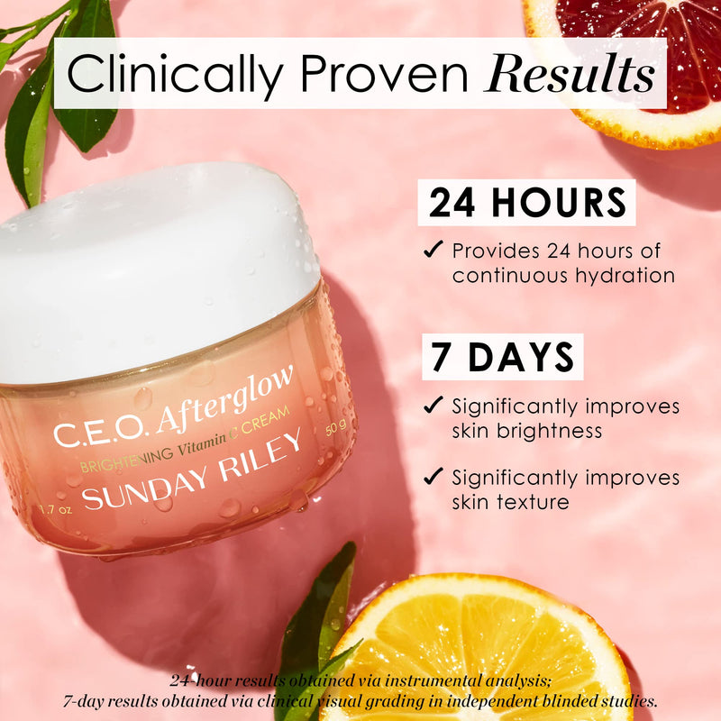 Sunday Riley C.E.O. Afterglow Brightening Vitamin C Cream Face Moisturizer 1.7 Fl Oz (Pack of 1)