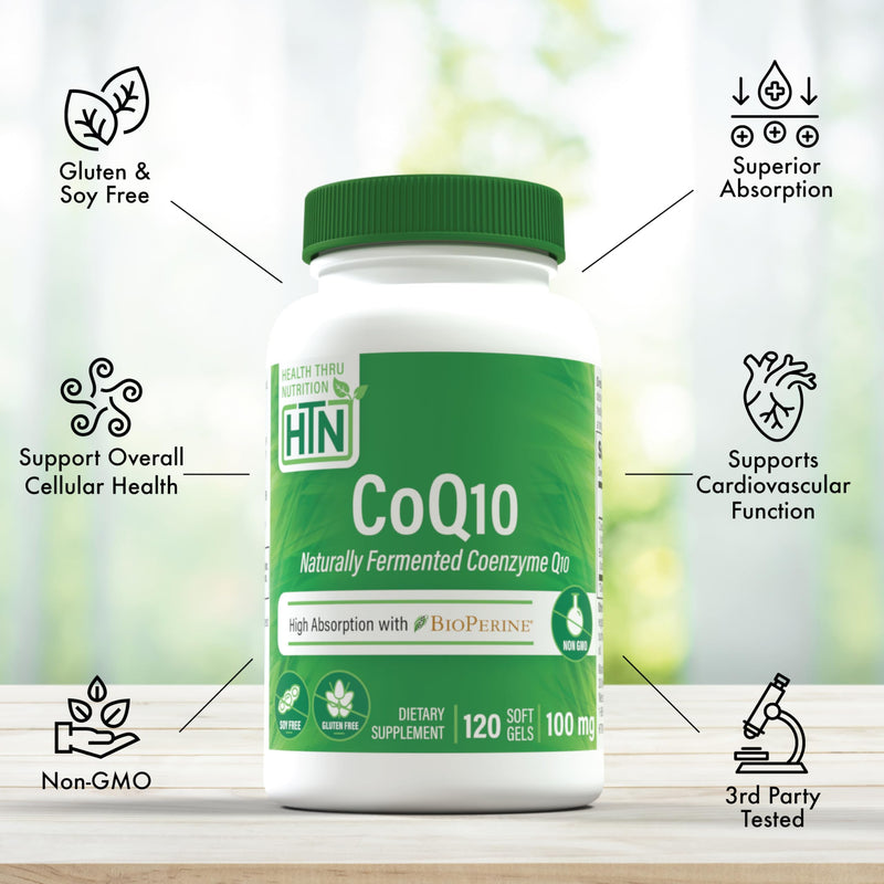 Health Thru Nutrition PQQ + CoQ10 Bundle: 20mg Pyrroloquinoline Quinone & 100mg CoQ10 with BioPerine (120 Servings Each)